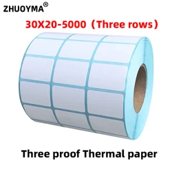 Three rows of Thermosensitive paper30*20*5000 Barcode self-adhesive label clothing serial number three-proof Thermal label paper