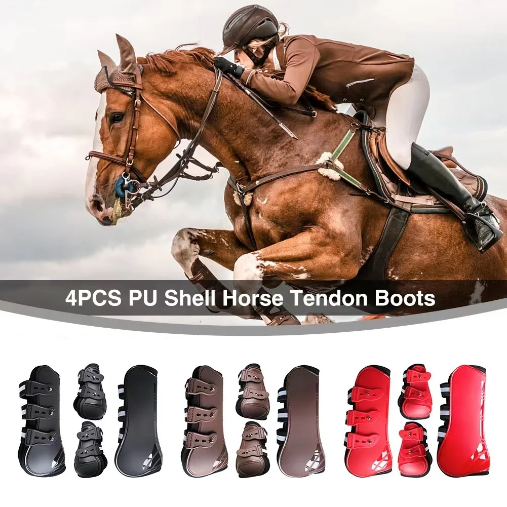 Adjustable Horse Tendon Boots Protective Leg Wraps & Splint Boots Set