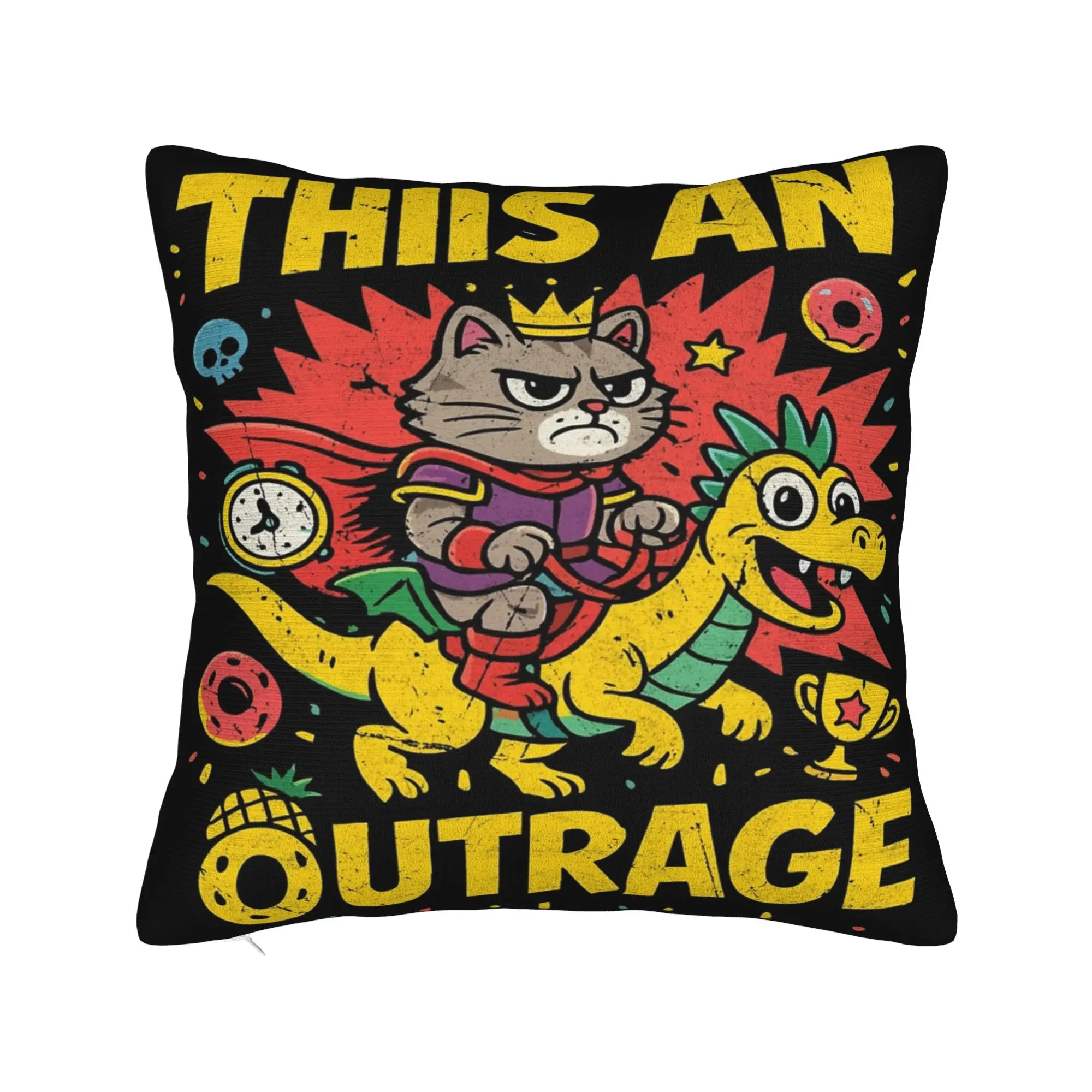 Decorative Pillow Covers This Is An Outrage Princess Donut Cat  Accessories Sofa  Pillow Case Cover Square Multi Size