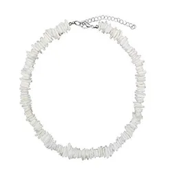 Square White Puka Shell Necklace for Men & Women Hawaiian Clam Chip Surfer Choker Blue Pink Shell Pieces Stack Jewelry Beach Sty