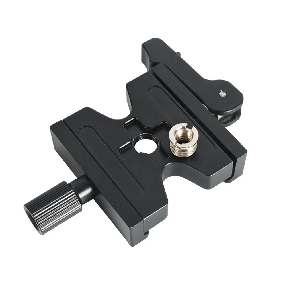 Double Lock Mounting Plate Clamp Quick Release Plate Clamp Adjustable Knob Adapter for Arca Swiss Tripod Ball Head QJ-06