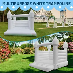 Stock 10/13ft PVC White Bounce House, Outdoor Indoor Inflatable Bouncy Castle for Kids Adults, Jumping Castle for Party Wedding