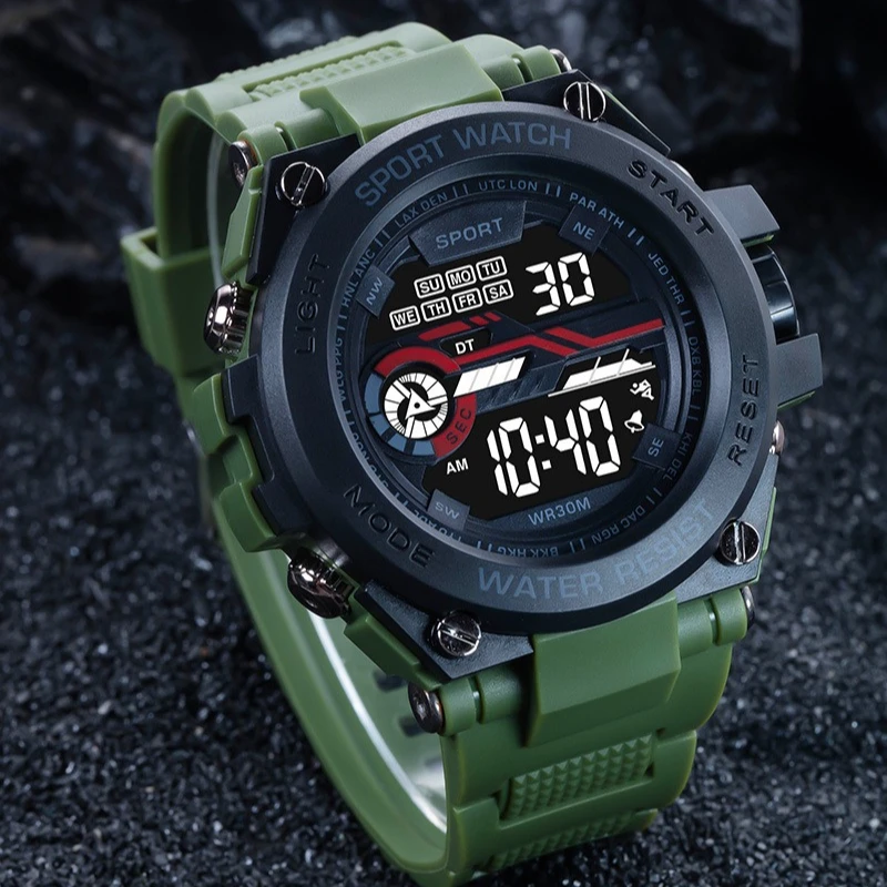 Electronic watch, fashionable, multi-functional trend sports electronic watch for middle and high school students