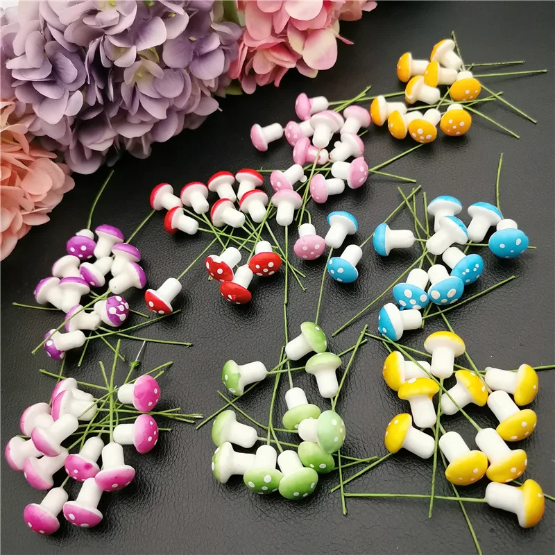 10/50/100pcs 1.6*2cm Mini Foam Mushroom Artificial Bonsai Resin Craft Miniature Crafts Decorations For Wedding Fungus DIY