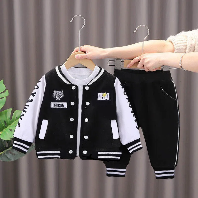 Baseball Coats+Pants 2-Piece Children Fashion Letter Print Clothing Set Kids Boys Baby Girls Outdoors Tracksuit Outfit Clothes