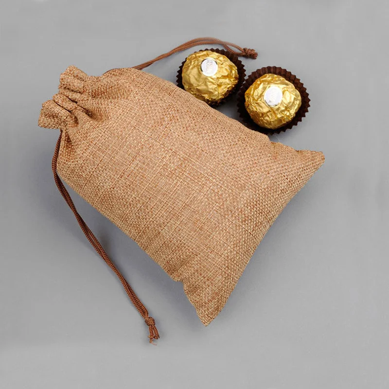 50/100pcs 18 Color Linen Bag Gift Drawstring Bag Cosmetics Candy Wedding Christmas Jewelry Burlap Bag Reusable DIY