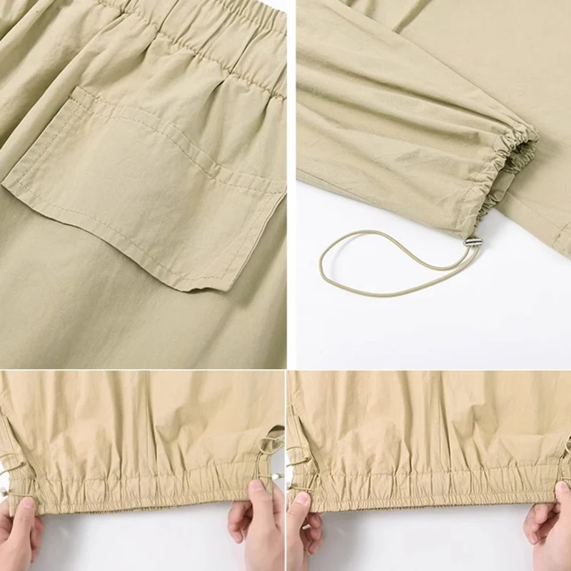Autumn Women Korean Version Baggy High Waisted Cargo Pants Lady Concise Oversized Leisure Daily Wide Leg Straight Leg Trousers