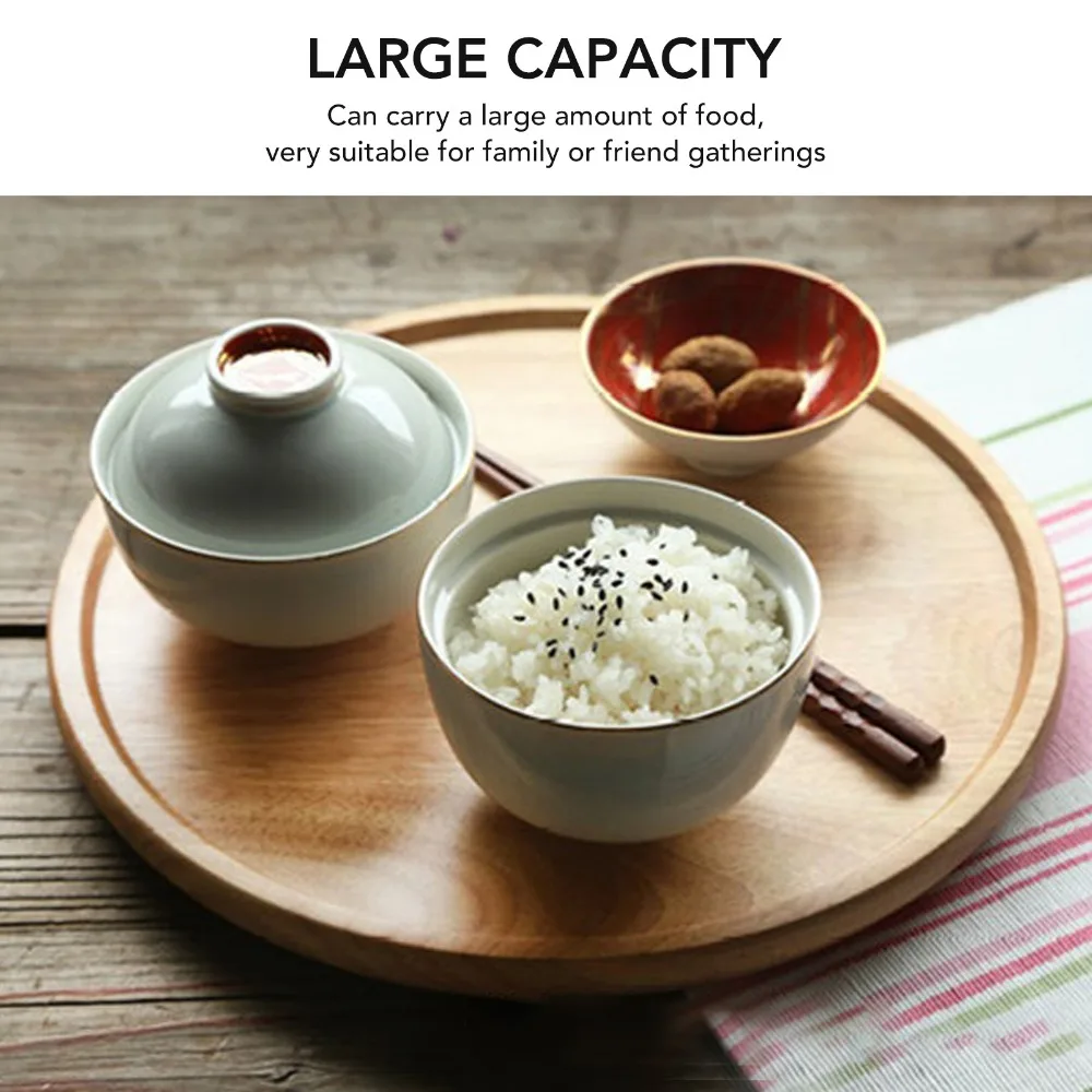 30cm Diameter Round Wood Tray Thickened Design Stable Base Wooden Serving Tray Composite Wood Easy to Clean Round Serving Tray