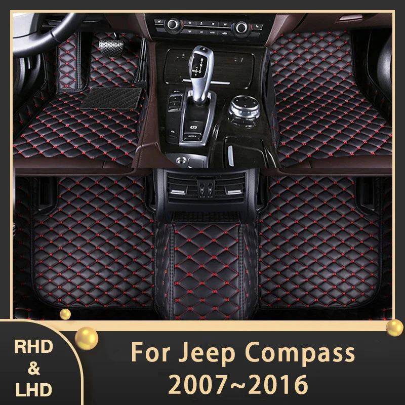 

Car Floor Mats For Jeep Compass MK49 2007~2016 Custom Auto Foot Pads Leather Carpet Interior Accessories 2012 2013 2014 2015