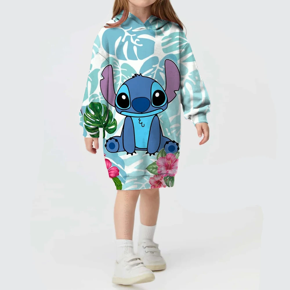 Autumn and winter Disney Stitch sweater hooded dress 2024 hot selling Stitch pattern simple cute fashion hoodie