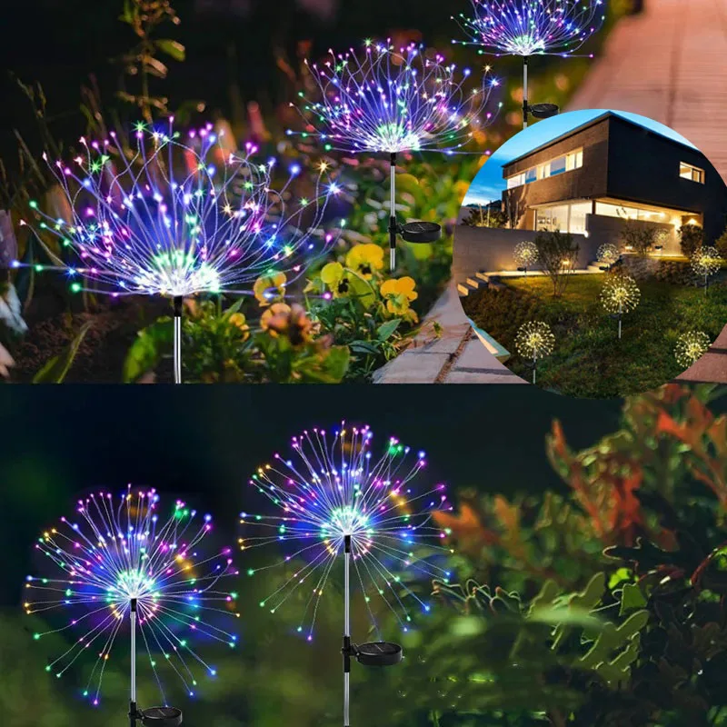 

90/120/200LED Solar Fireworks Lights Grass Ball Dandelion Lights Garden Lawn Landscape Holiday Christmas Night Light Wholesale