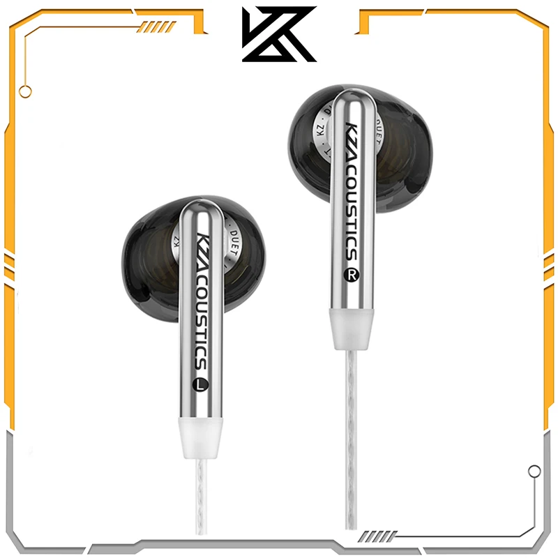 KZ Duet Quad Core Dual Dynamic Drivers In-ear Wired Headphones for HiFi Music Gaming Stereo Sound Quality Headphones