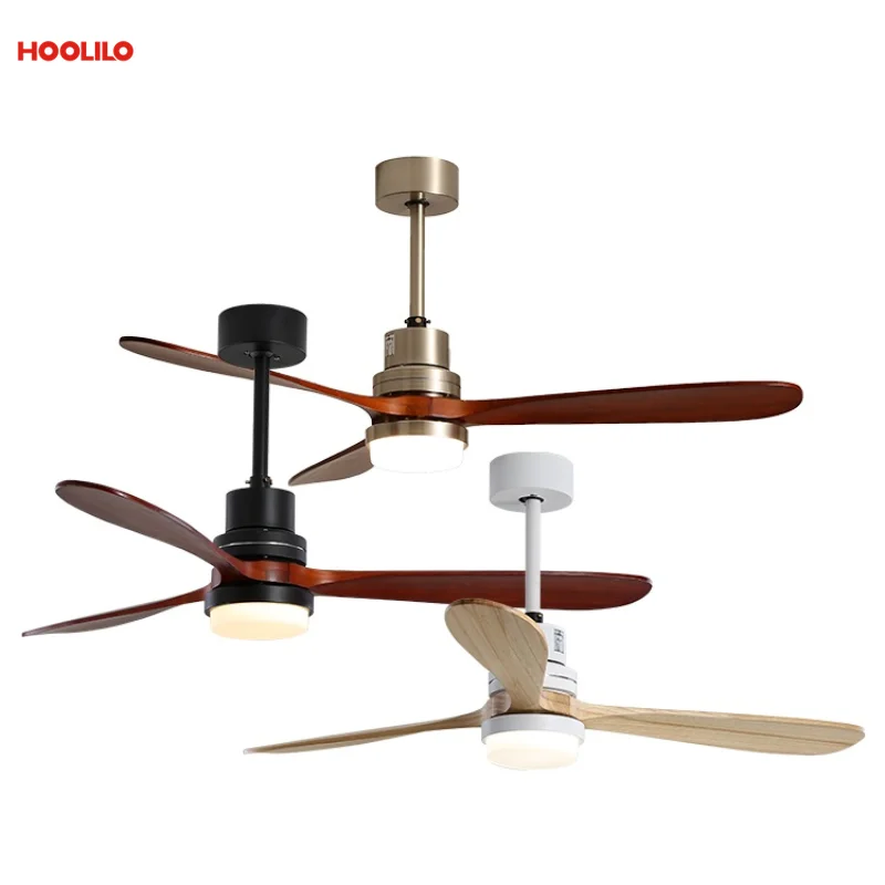 42 52Inch 3 Solid Wood Blade DC Motor Ceiling Fan with Light Remote Control Ventilador De Techo