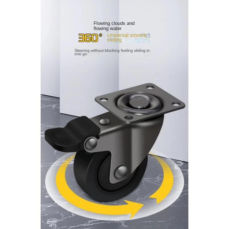 4pcs Universal Swivel Casters with Brake - Silent Rubber Wheels for Furniture, 2/2.5/3 inch Load-Bearing Mobile Rollers