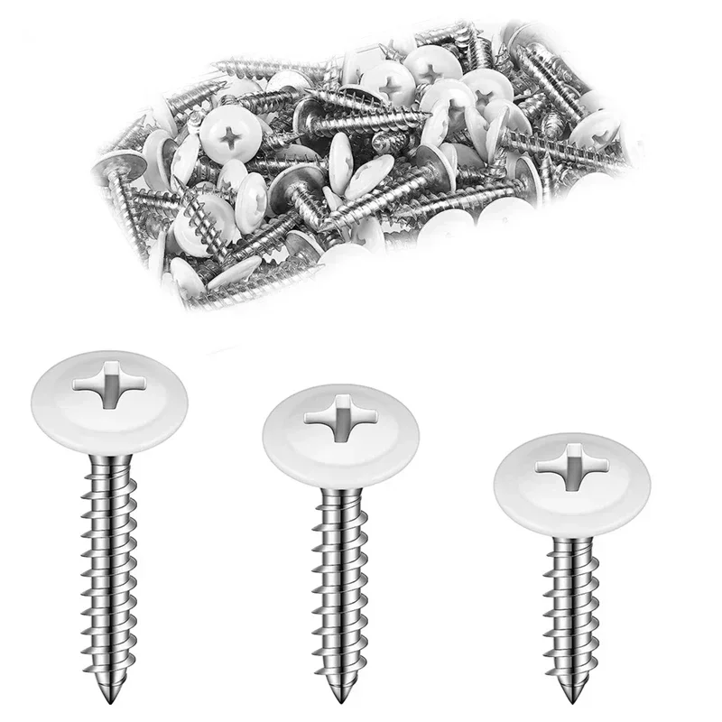 30PC Wood White Sheet Metal Thread Truss Round Head Fast Self  Scre Pan Cabinet Screws with Paint Wood Self-tapping for The Wall