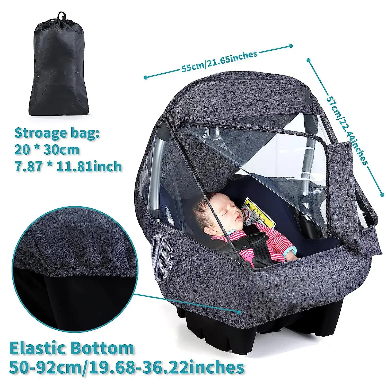 Waterproof Universal Size Breathable Car Safety Seat Stroller Accessories Rain Cover Infant Baby Stroller Rain Cover