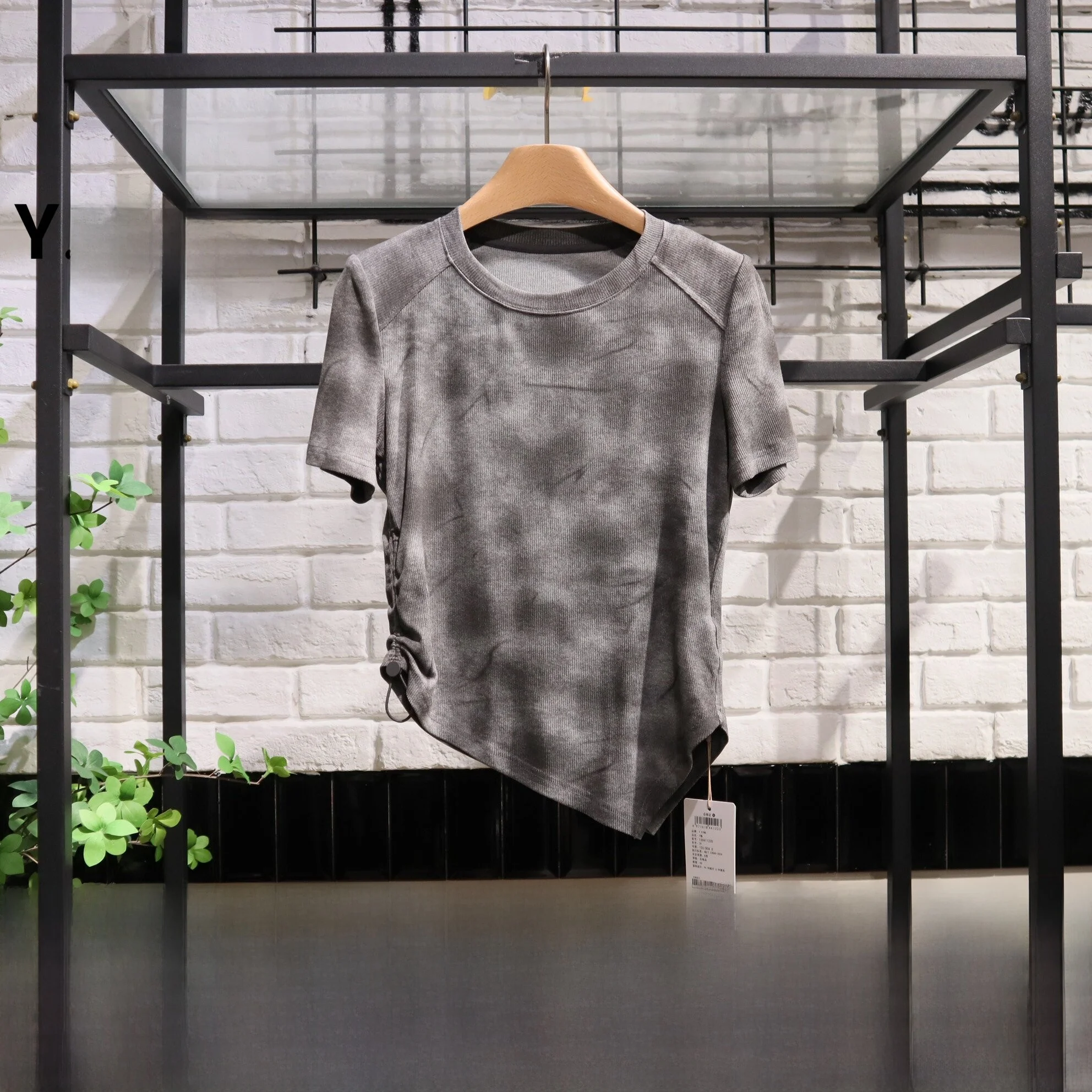 Camiseta de Moda con Dobladillo Asimétrico para Mujer, Manga Corta, Cuello Redondo, Estilo Pullover, Nueva Colección de Verano YISING Clothing Fragrance