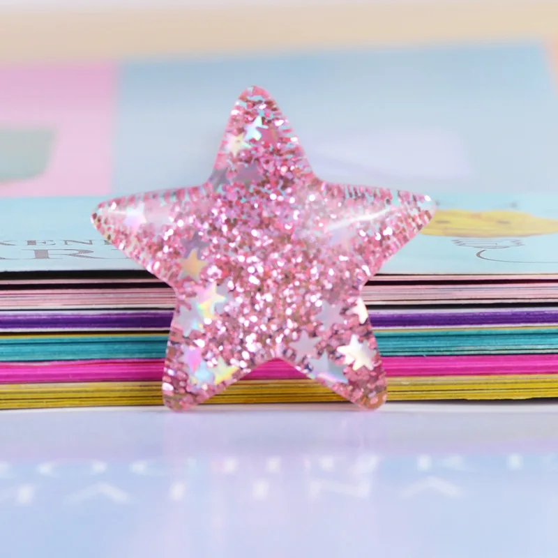 10pcs Shining Stars Flat Back Resin Charms Embellishments for Crafting Handmade Material Parts Hair Accessories