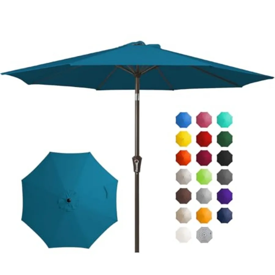 

10FT Outdoor Patio Umbrella Outdoor Table Umbrella with Push Button Tilt and Crank, Market Umbrella 8 Sturdy Ribs UV Protection