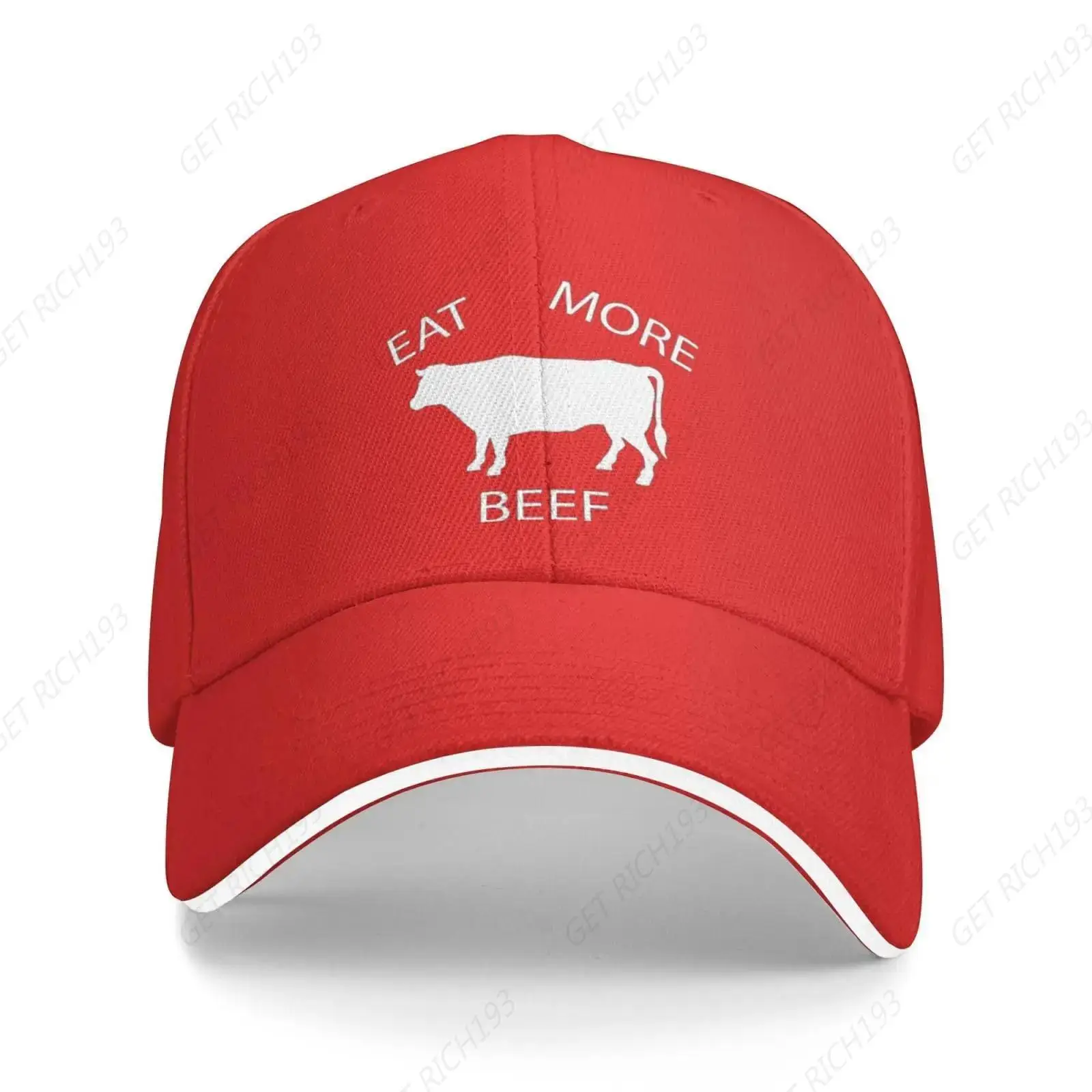 Eat More Beef Hat Baseball Cap Duck Tongue Cap Adult Sandwich Hat Skull Cap Red