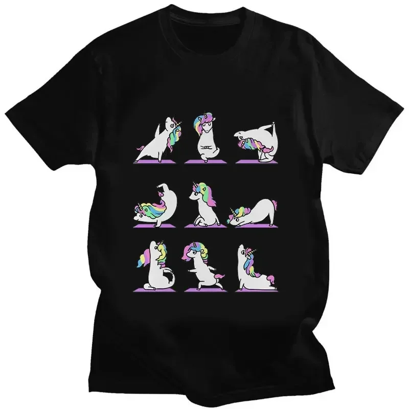 Men Women Short Sleeve Tee Breathable Unisex Streetwear Shirt Summer TopsKawaii Dancer Unicorn Pole Dancing Funny Print Tshirt