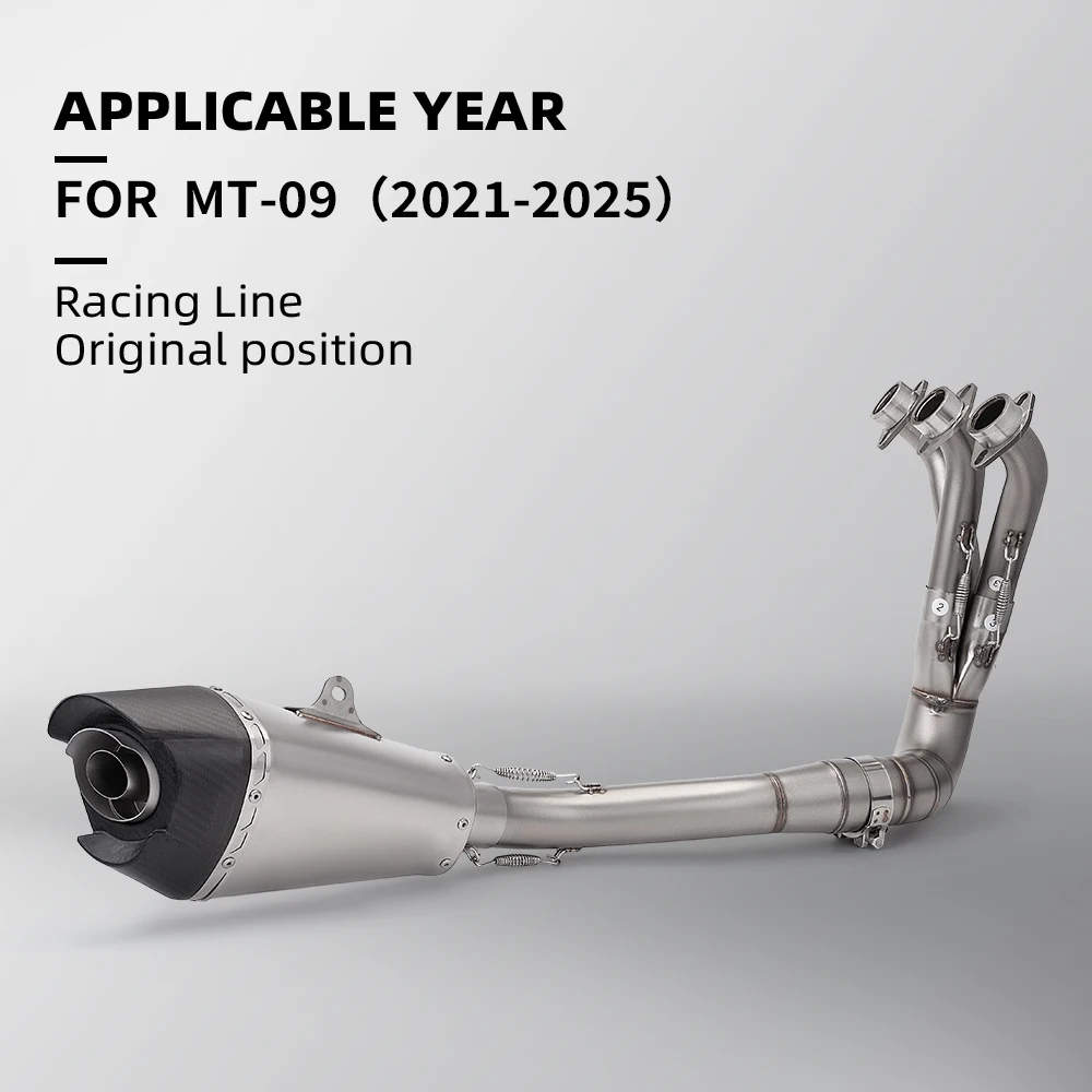 

For MT09 XSR900 Silp On AT2 stainless steel muffler front connecting pipe with muffler for full motor system exhaust 2021-2024