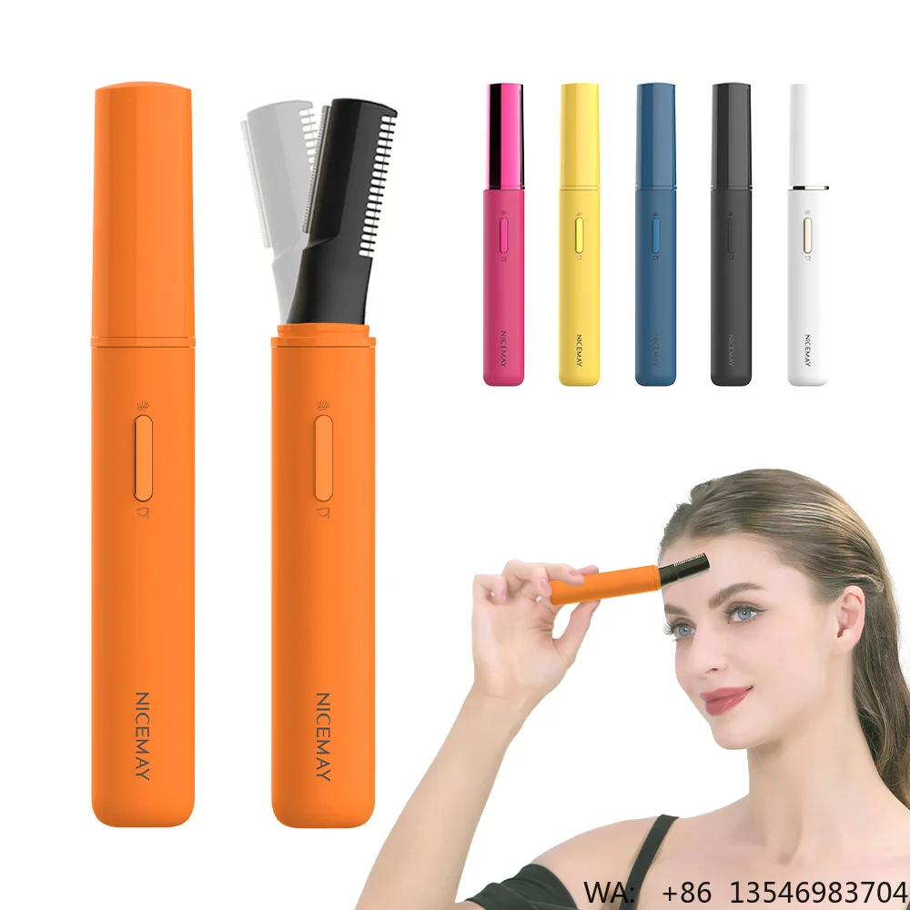 Nicemay 2 in 1 Dual Head Mini Facial Hair Remover Rechargeable Painless Lady Women Eyebrow Trimmer