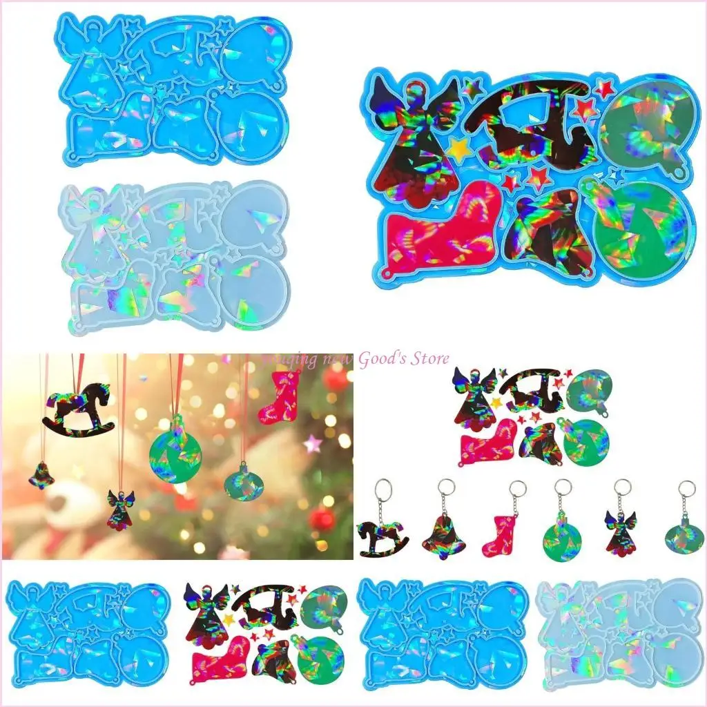 

57QA украшения из света и тени, силиконовая форма для литья из смолы, рождественские носки с ангелом, декоративная форма для для