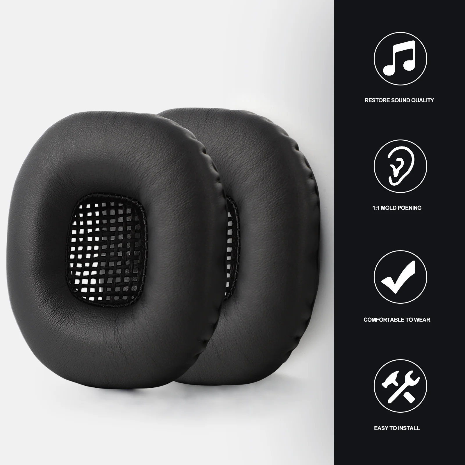 

1Pair Replacement Cushion for Major Elastic Ear Pads Skin Friendly Durable Soft Comfortable Long Time Use Shocking Music