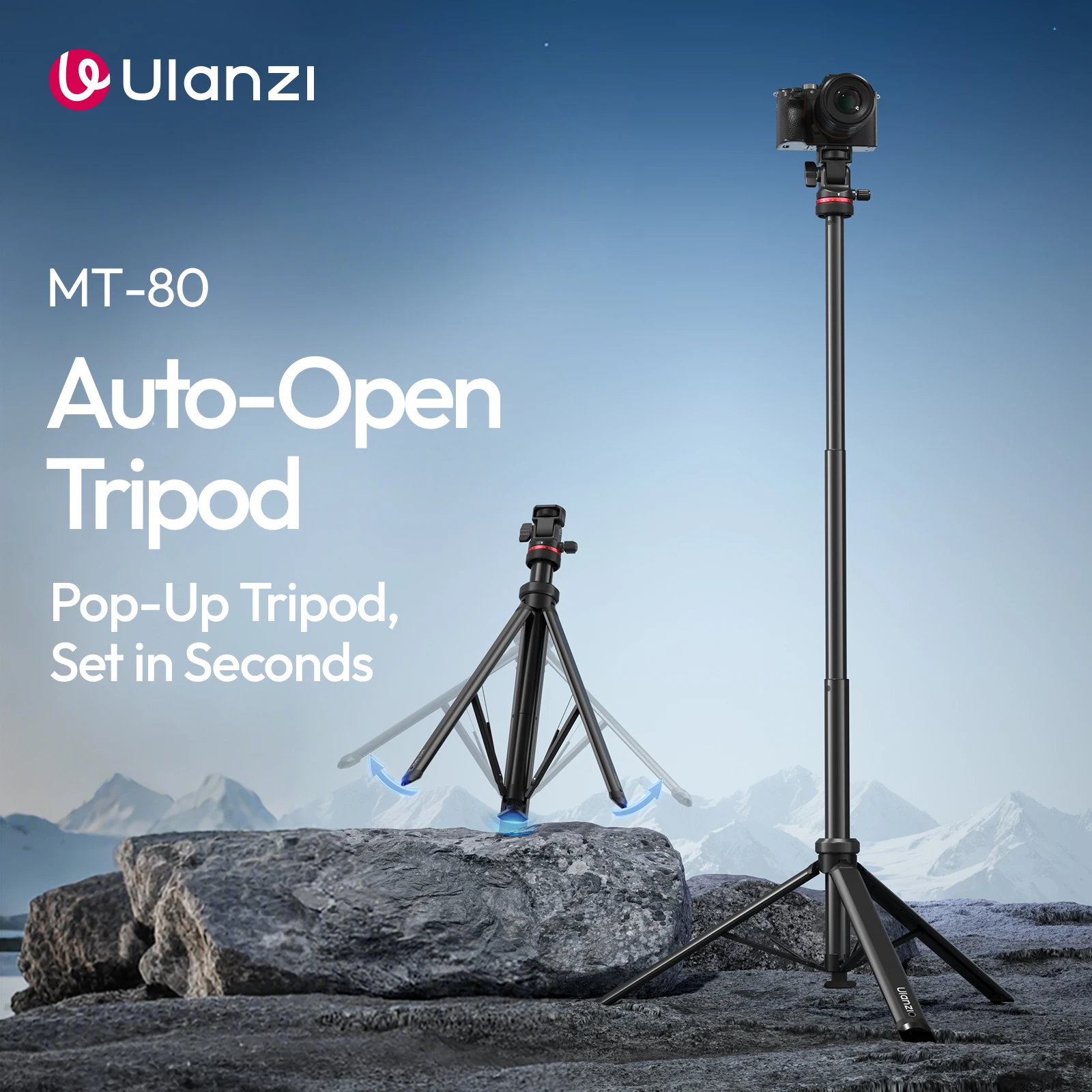 Ulanzi MT-80 自動オープン三脚 2 メートル旅行カメラビデオライト写真