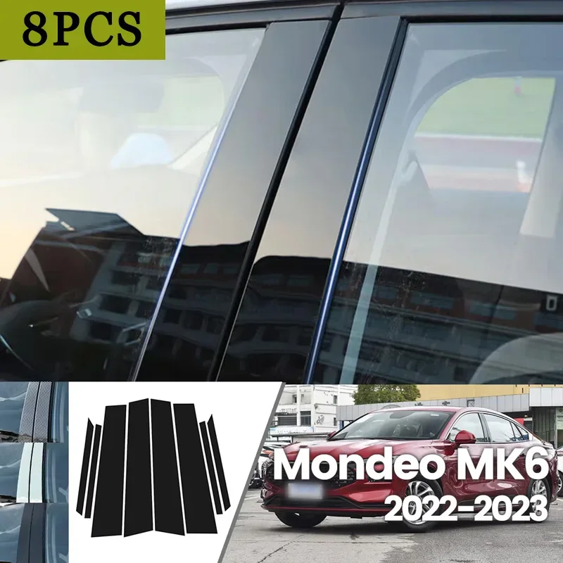 

For Ford Mondeo MK6 2022-2023 Bright Black Carbon Fibre Window Door Waterproof B C Sticker