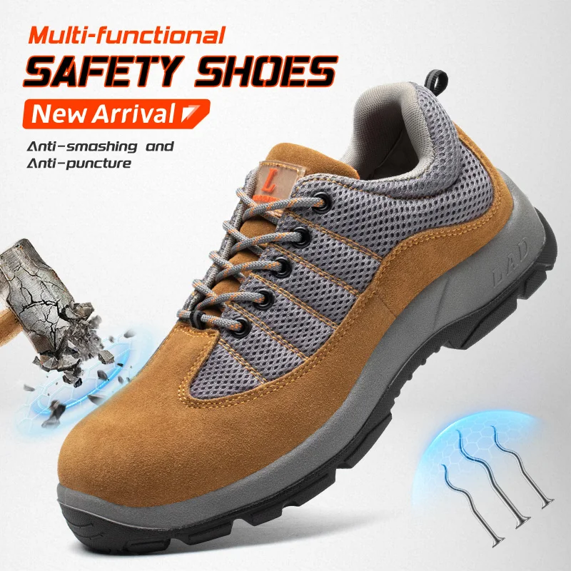 

Leiandun Men's Summer Breathable Steel Toe Anti-smash Anti-puncture Lightweight Anti-odour Work Safety Shoes