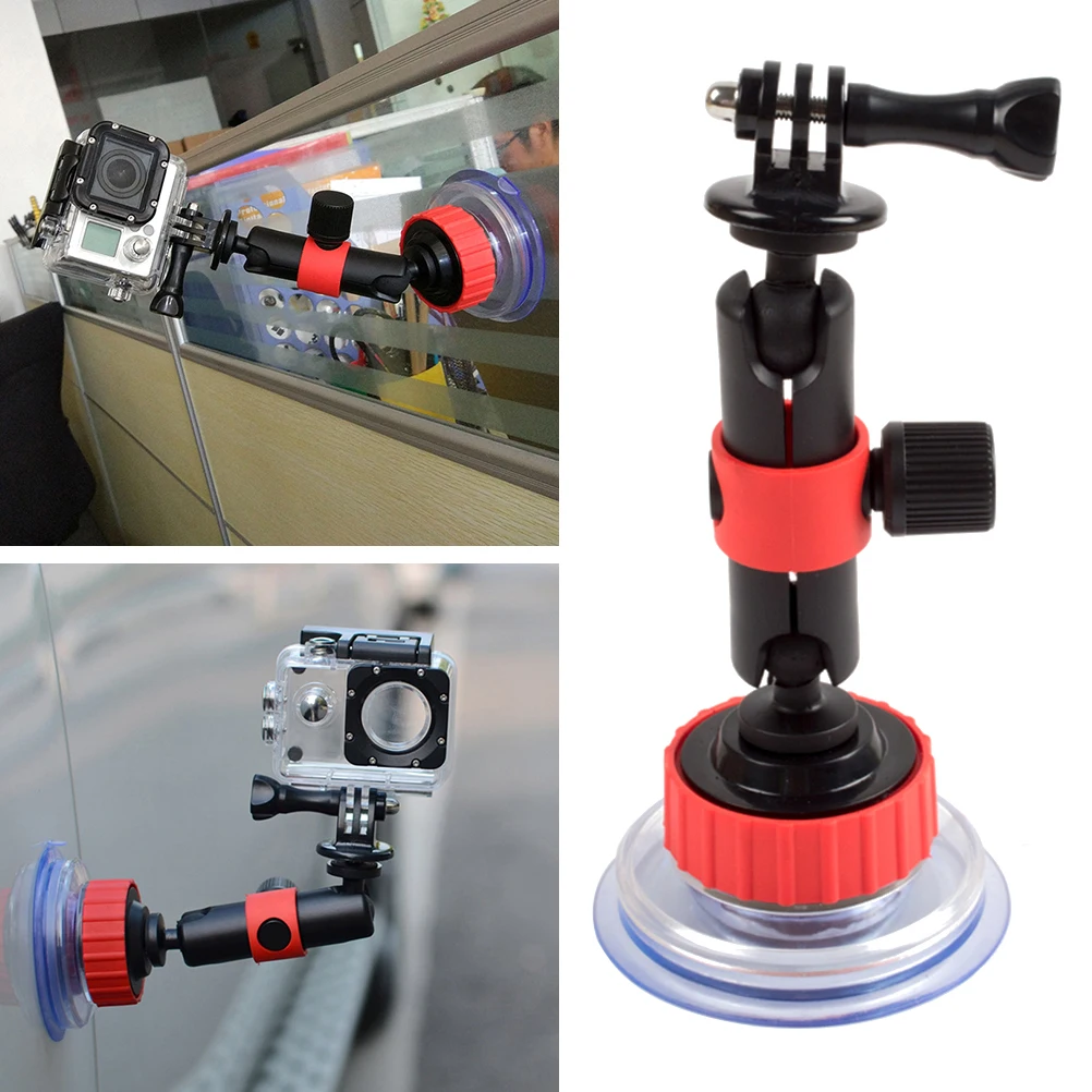 

Action Camera Curving Suction Cup Mount Black Red Dual Jointed Arm 360 Degree for Car Boat Motorcycle Suction Mount for