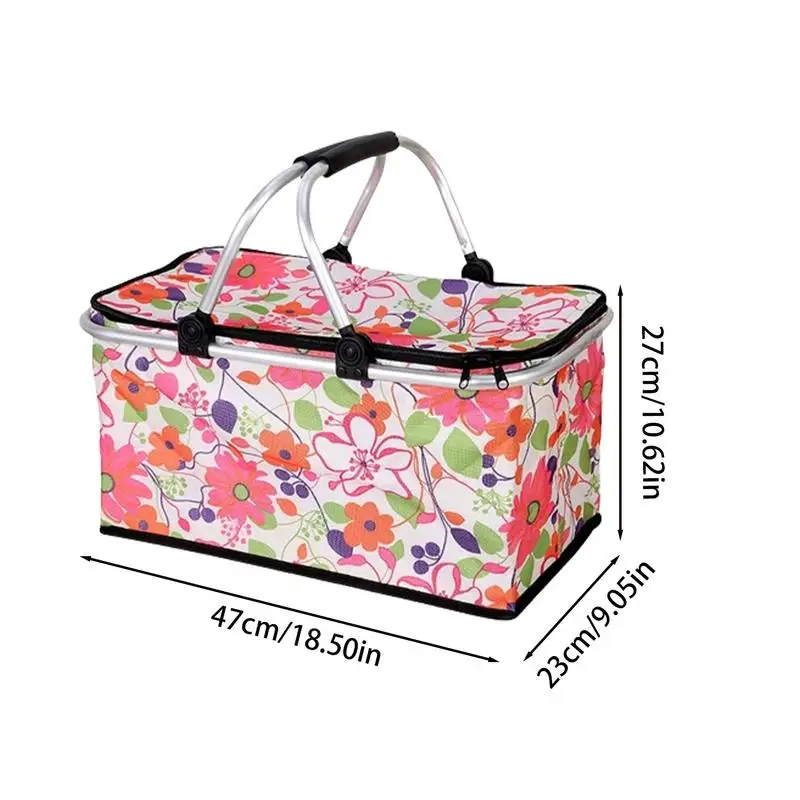 Basket For Picnic Portable 30L Picnic Box Folding Oxford Cloth Picnic Bag With Handle Empty Camping Basket For Food Fruit