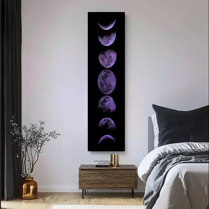 Tapestry for Bedroom Large Wall Tapestry Jit 1pc Purple Moonphase Mysterious Changing Printed Tapestry Wall Hanging - Perfect