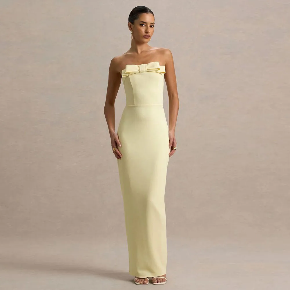 

Simple Prom Party Dresses Women Strapless Sleeveless High Quality Bowknot Mermaid Floor Length Female Gowns 2025 Popular