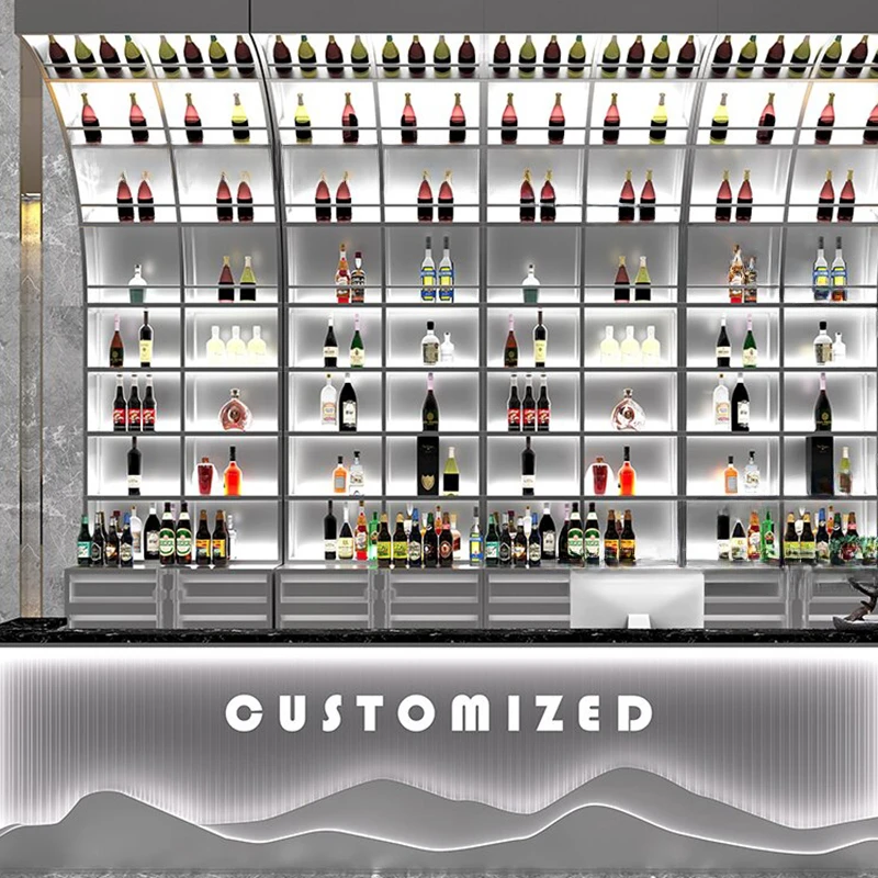 

Wine Bottle Rack Beverage Cabinet Showcase Wall Shelves Modern Nightclub Bar Furniture Home Meuble Vin Storage Kitchen Cocktail