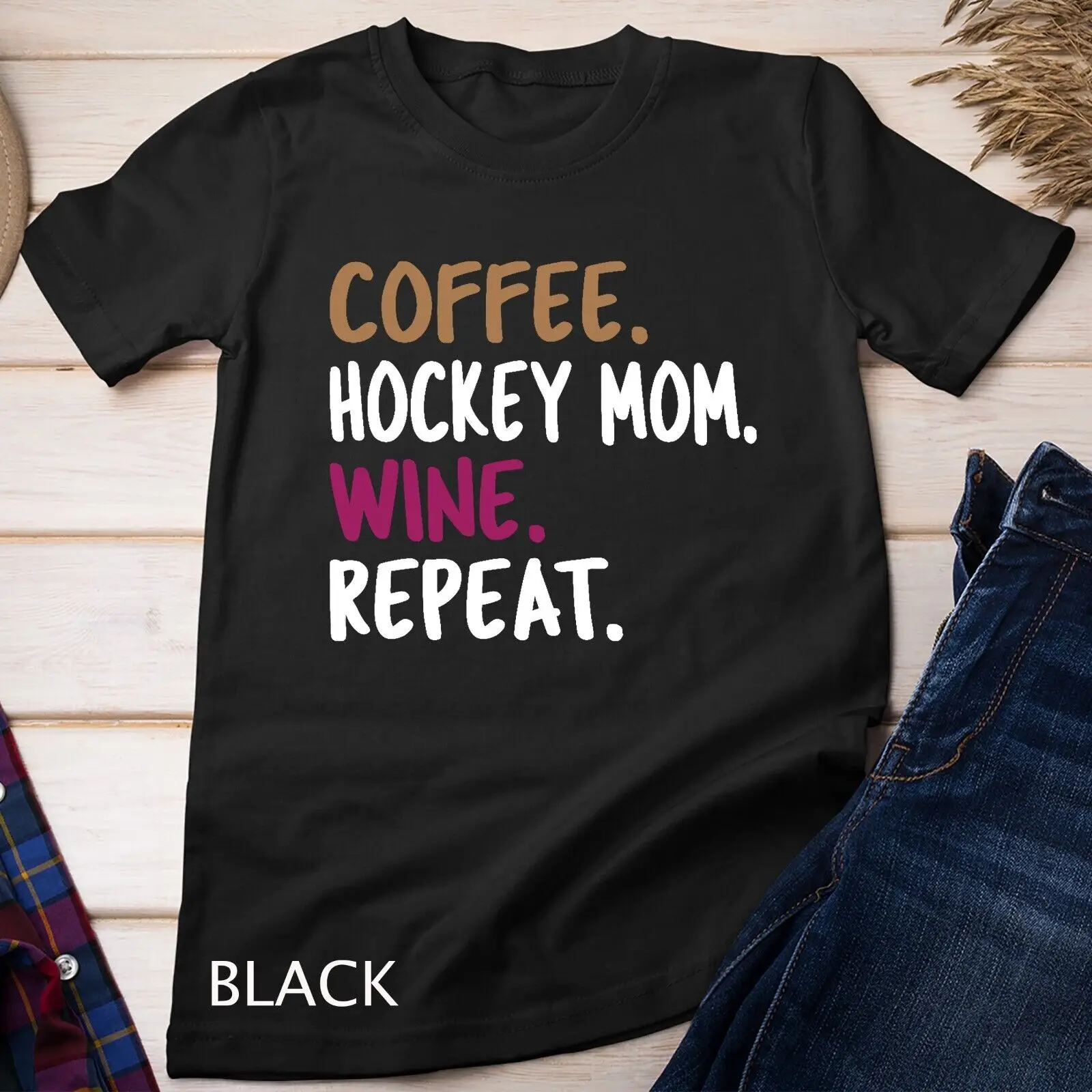 

Футболка унисекс для хоккея, мамы, вино