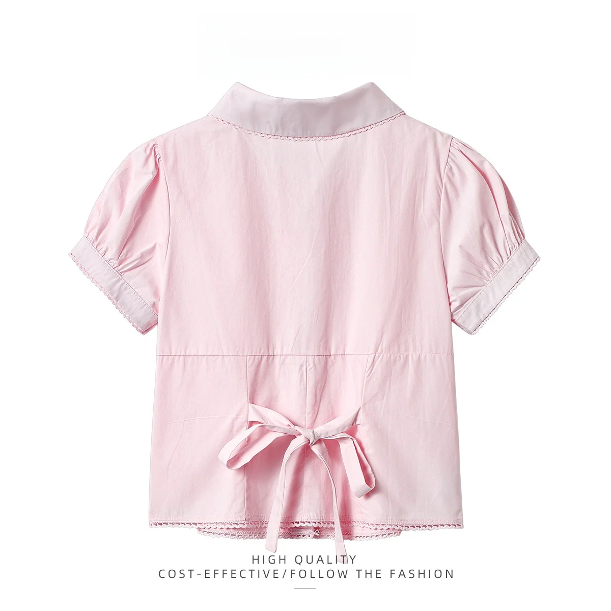 

Sweet Sle Bubble Sve irt Women's ort Sve Waist-Cinching Slimming Doll Collar Top PAIXIANG Japanese Sle Summer S...