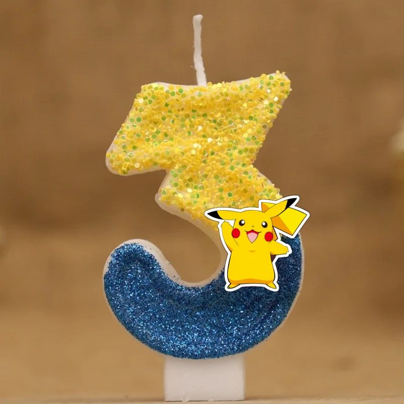 Pikachu Kaars Taart Anime Figuur Pikachu Nummer 0-9 Verjaardagstaart Kaars Kids Baby Douche Taart Topper Decoratie Benodigdheden