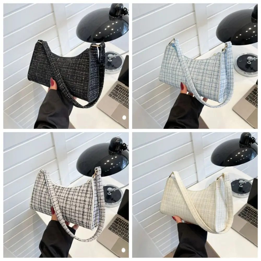 High Quality Cloth Shoulder Bag Casual Checkered Pattern Underarm Bag Messenger Bag