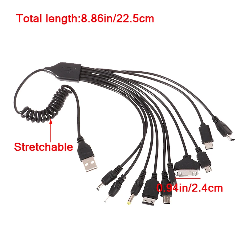 1Pc 10 In 1 Micro USB Multi Pin Cable Charger Universal USB Adapter Cable Data Wire Cord Multifunction Data Transfer Cable