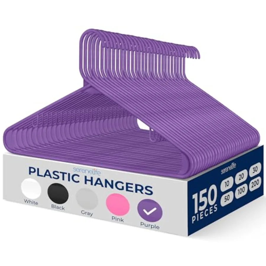 

150-Piece Plastic Hangers Set Non-Slip Heavy Duty Coat Hangers for Clothes Space-Saving Durable Closet Organization with 5.5 lb