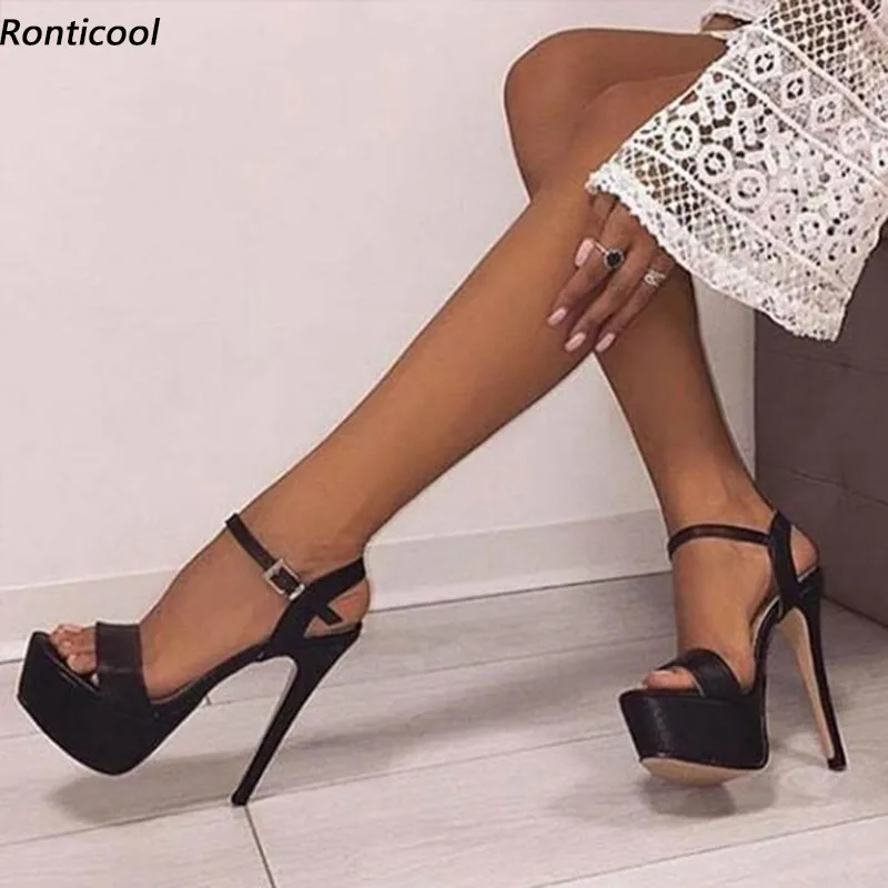 

Ronticool, цветные женские сандалии на заказ, матовые сексуальные туфли на шпильке с круглым носком, элегантные черные вечерние туфли, женские размеры США 5-20