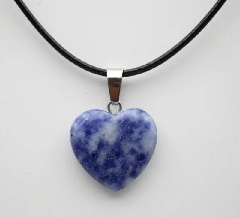 1pcs/lot 20mm Natural Stone Heart Pendant Quartz Crystal Agates Blue Sand Aventurine for Jewelry Making Necklace Accessories