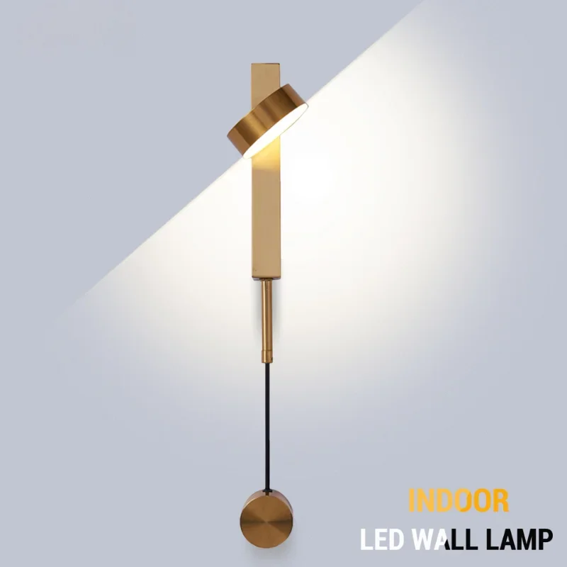 

Led indoor wall lamps rotation dimming switch led light modern stai deco sconce livingroom golden luminaire