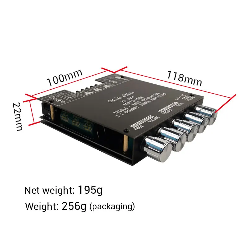 ZK-TB21 Bt5.0 Stereo Ontvanger Versterker Board 2.1 Kanaal Mini Draadloze Digitale Aux Amp Module Bass Andtreble