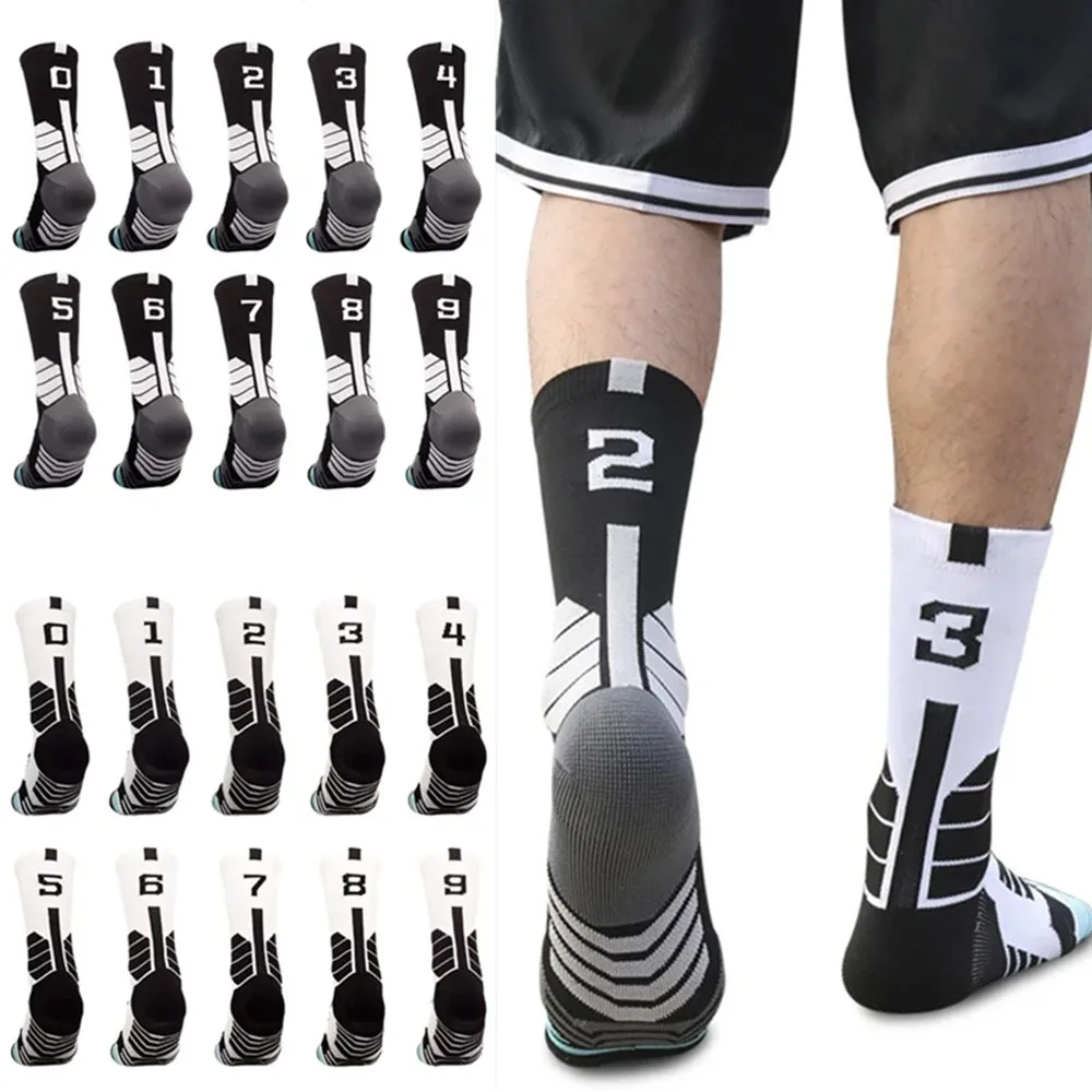 

Customized Number 0-9 Socks Professional Basketball Sport Sock for Men Football Calcetines Compression Fitness Running Stocking