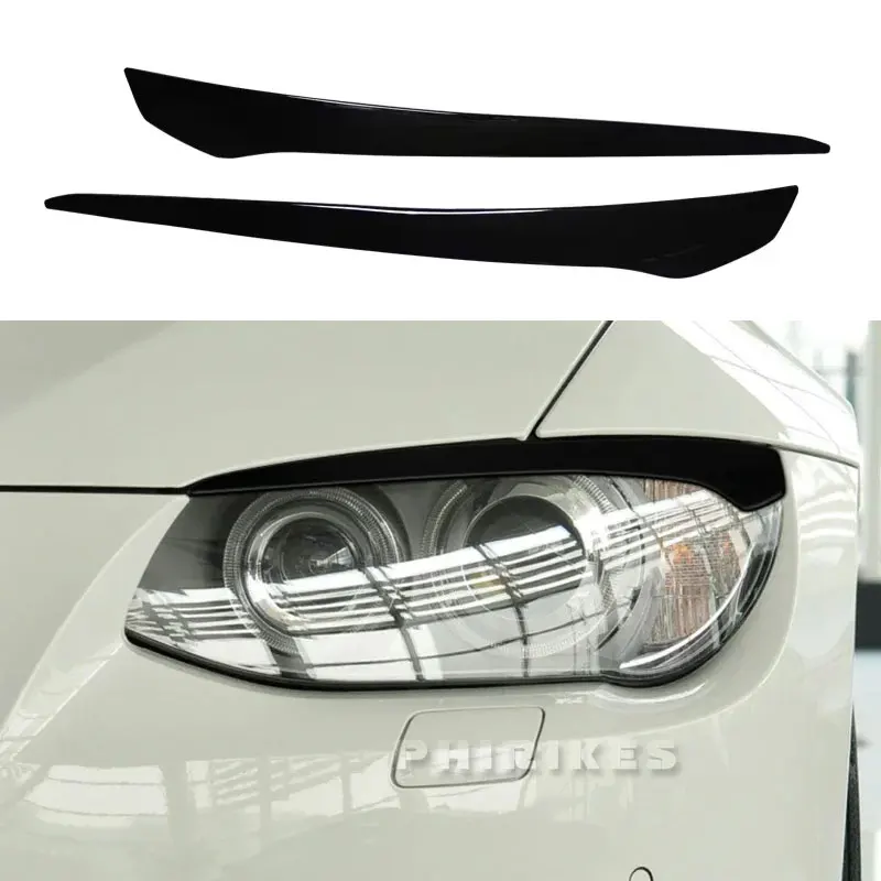 Für BMW E92 E93 2007-2014 Glänzend Schwarz ABS Kunststoff Front Scheinwerfer Augenbraue Augenlid Deckel Trim Lampe Abdeckung Aufkleber auto Zubehör