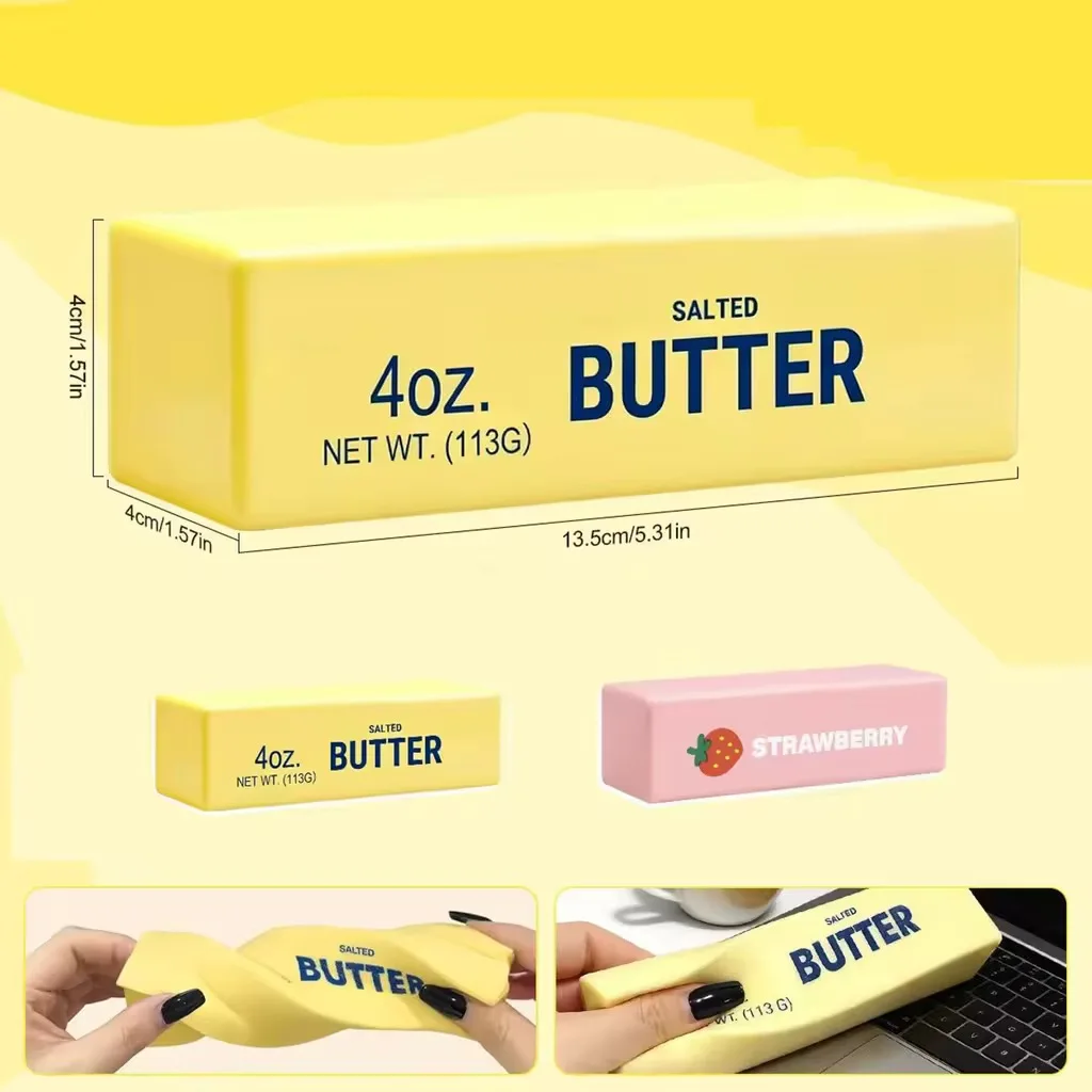 ASMR Crunchy Butter Stick Squishy Stress Ball Fidget Toy Round Blocks Filled Squeeze Toy Hand Relax Anti Stress Gift